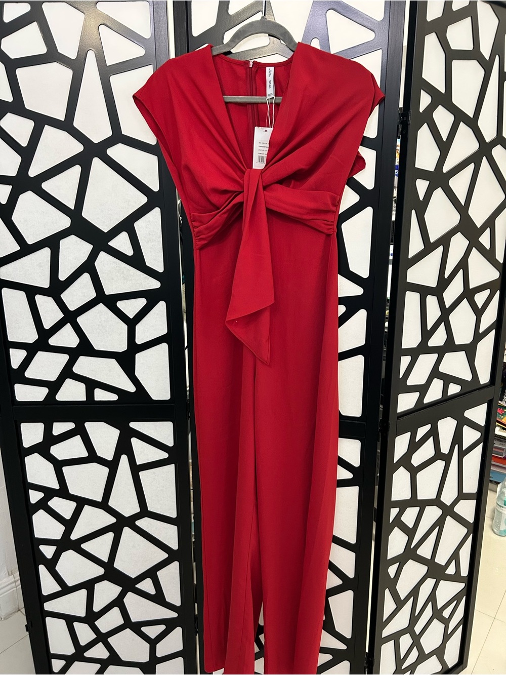 Mango Red Knot-Front Jumpsuit